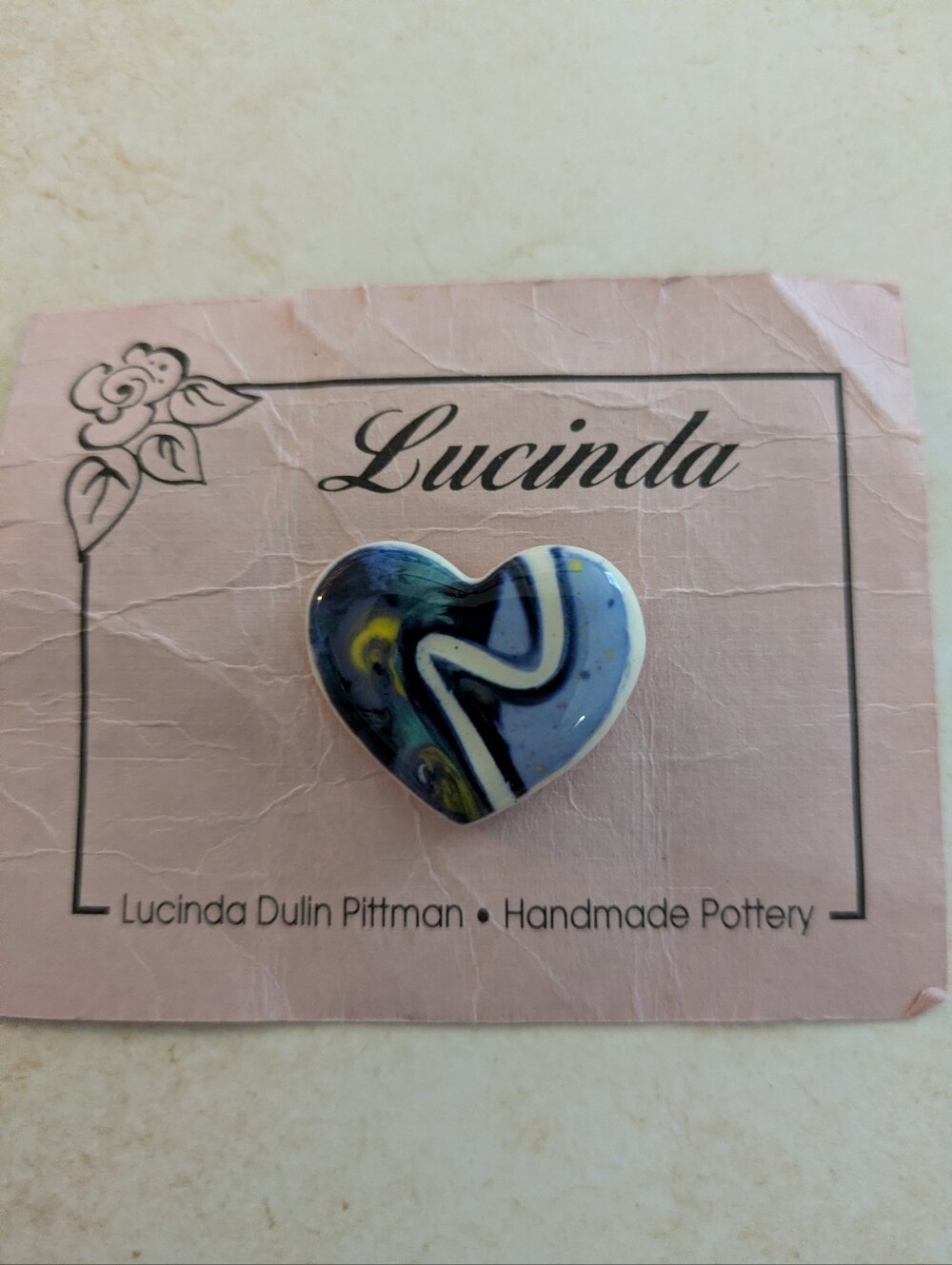 Vintage Lucinda Dulin Pittman Pottery Brooch